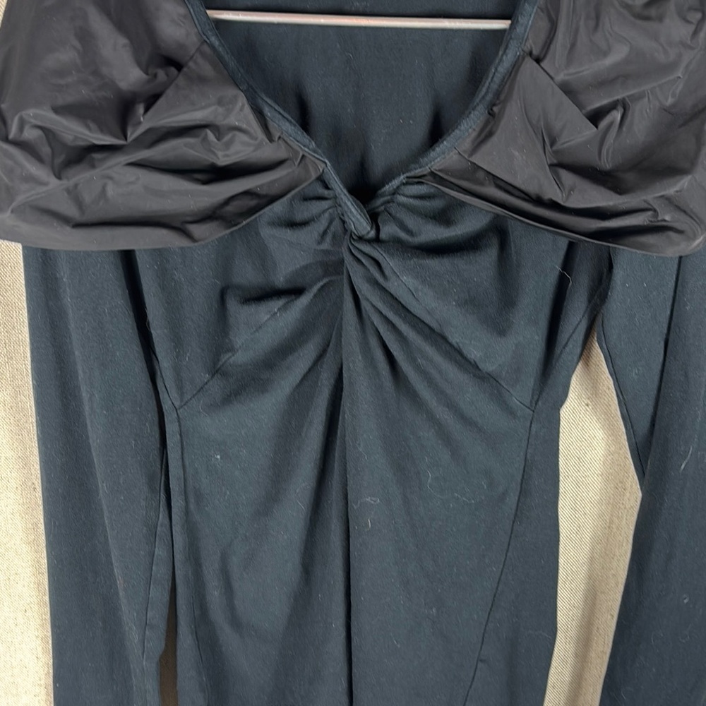 Cabi > Black Mixed Media Memory Top Oversized Collar Blouse Medium - Picture 5 of 9